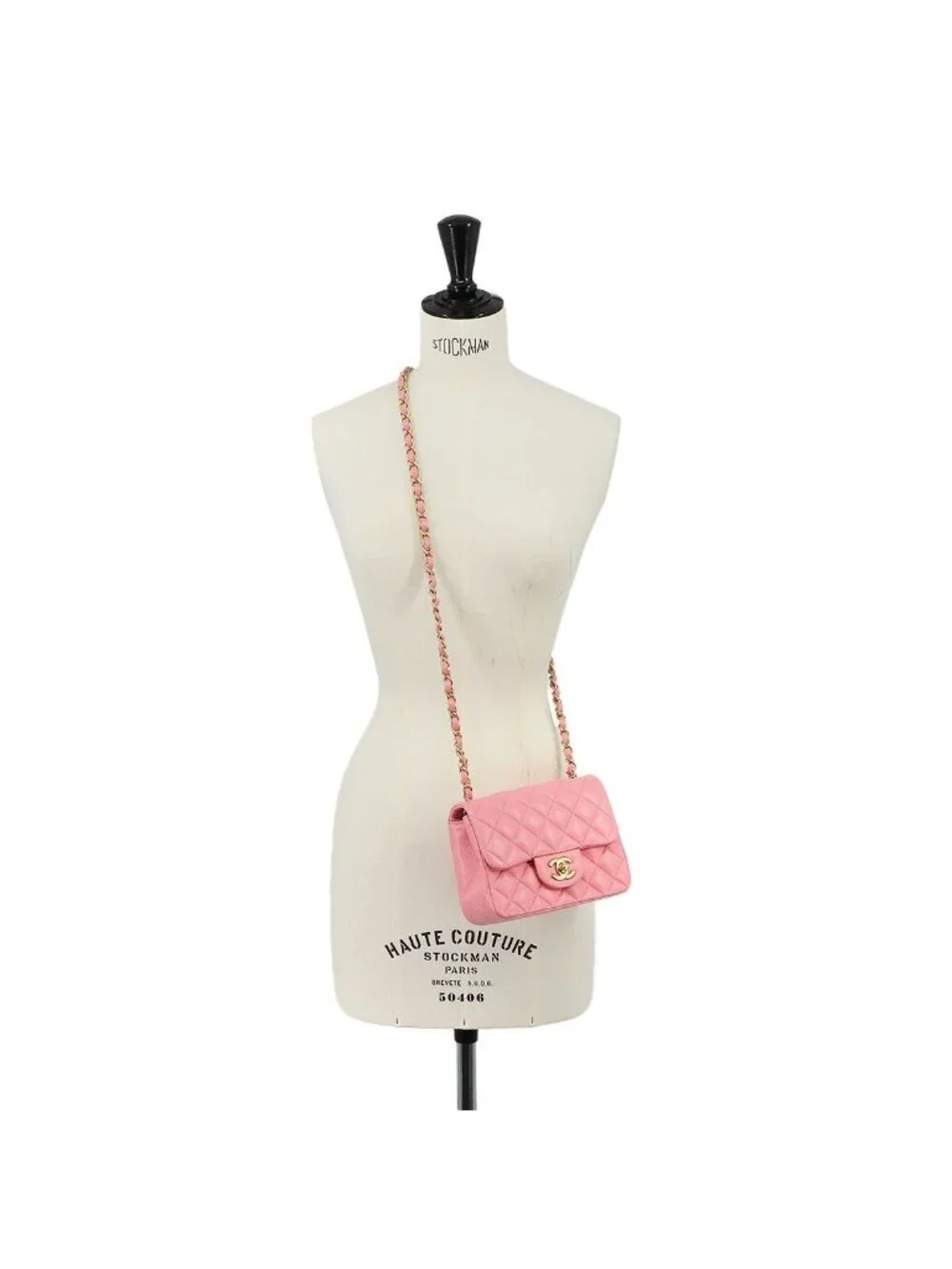 Chanel Mini Quilted Chain Shoulder Bag Lambskin Pink Gold